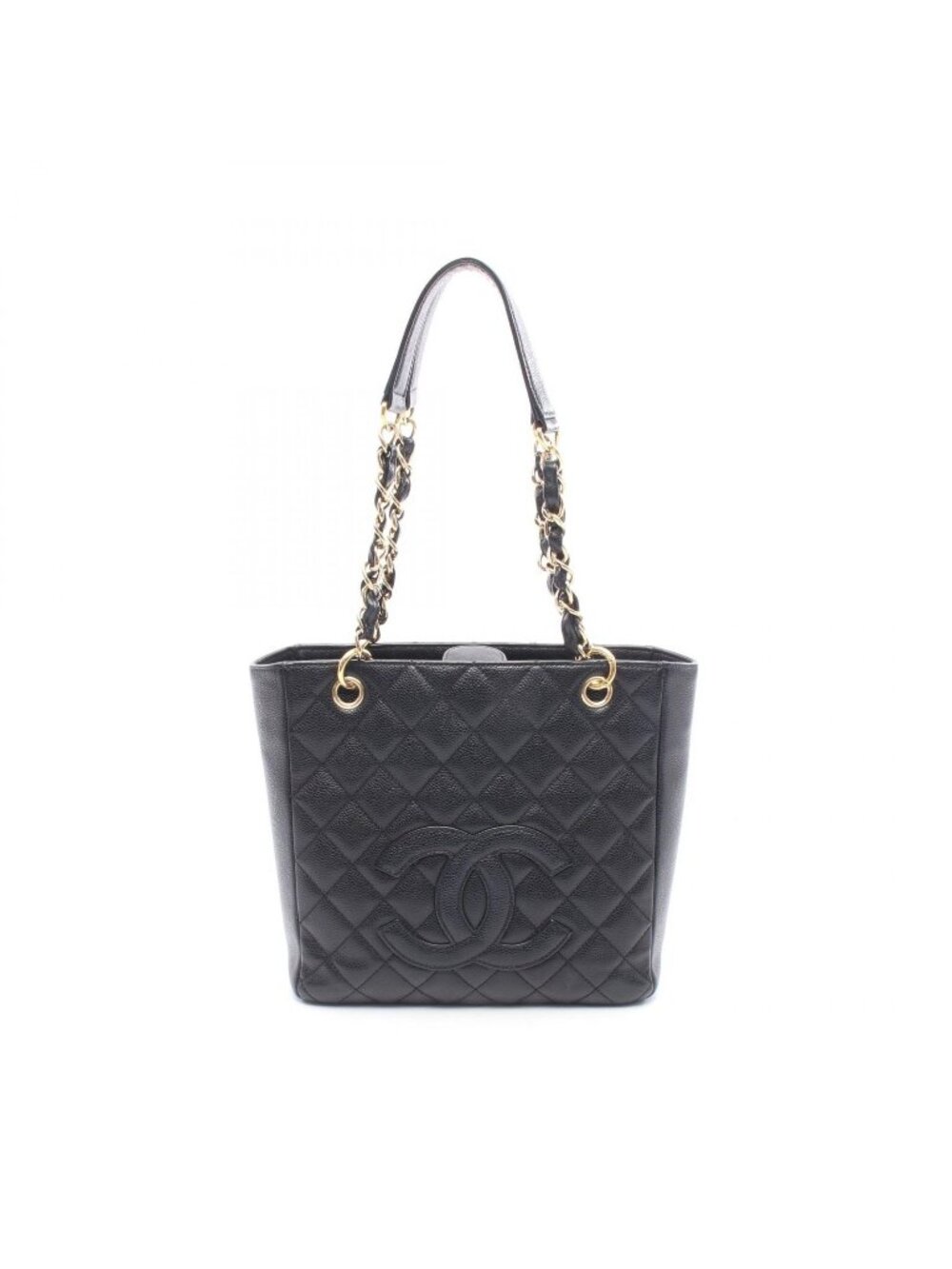 ★SOLD★ Chanel Tote Quilted Petite Shopping PST Black Caviar Leather Chain - Picture 1 of 9